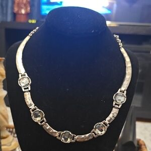 Elegant Silver Necklace with Black Accents